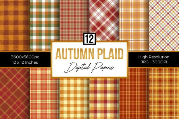 12 Fall Autumn Plaid Digital Papers: A Versatile Resource for Creative and Professional Workflows