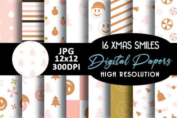 Boho Smile Face Christmas Digital Papers: A Creative Resource for Design and Project Work