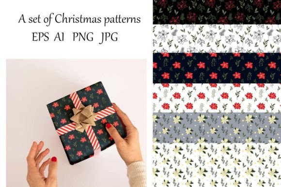 Christmas Background Flowers Pattern