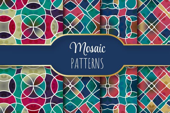 Colorful Mosaic and Seamlessly Repeating Vector Patterns