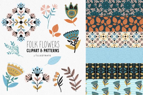 Folk Flowers Clipart and Digital Paper – A Creative Crafting Essential