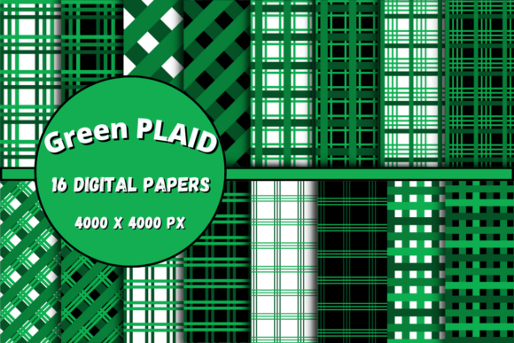 Green Plaid Pattern Digital Paper
