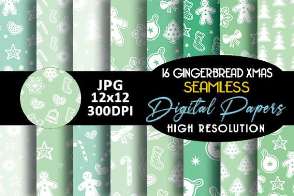 Mint Merry Christmas Digital Papers