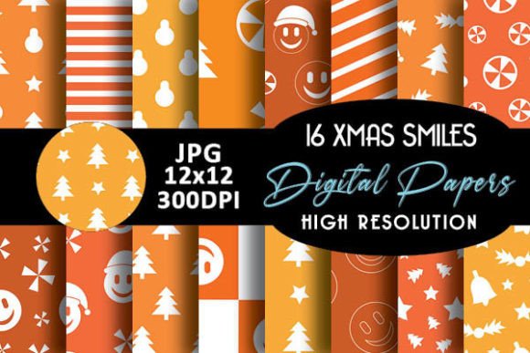 Orange Smile Christmas Digital Papers