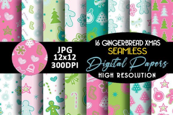 Pastel Gingerbread Man Digital Papers