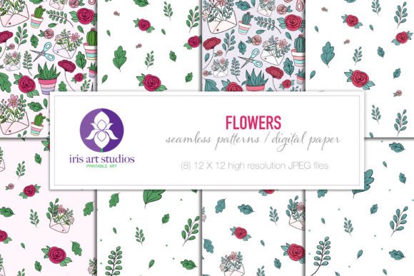Seamless Flowers Pattern Digital Paper