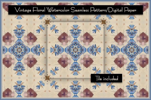 Vintage Floral Watercolor Digital Paper